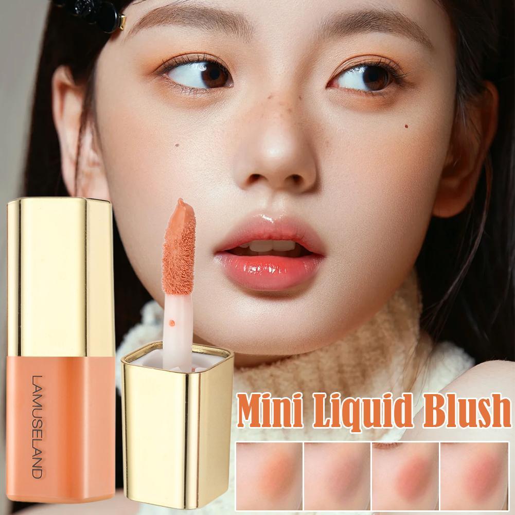 4 สี Liquid Blush Beauty Blusher Mini Face เครื่องสําอาง Dual Cheek 3.5g Matte Lip Lasting D7b9