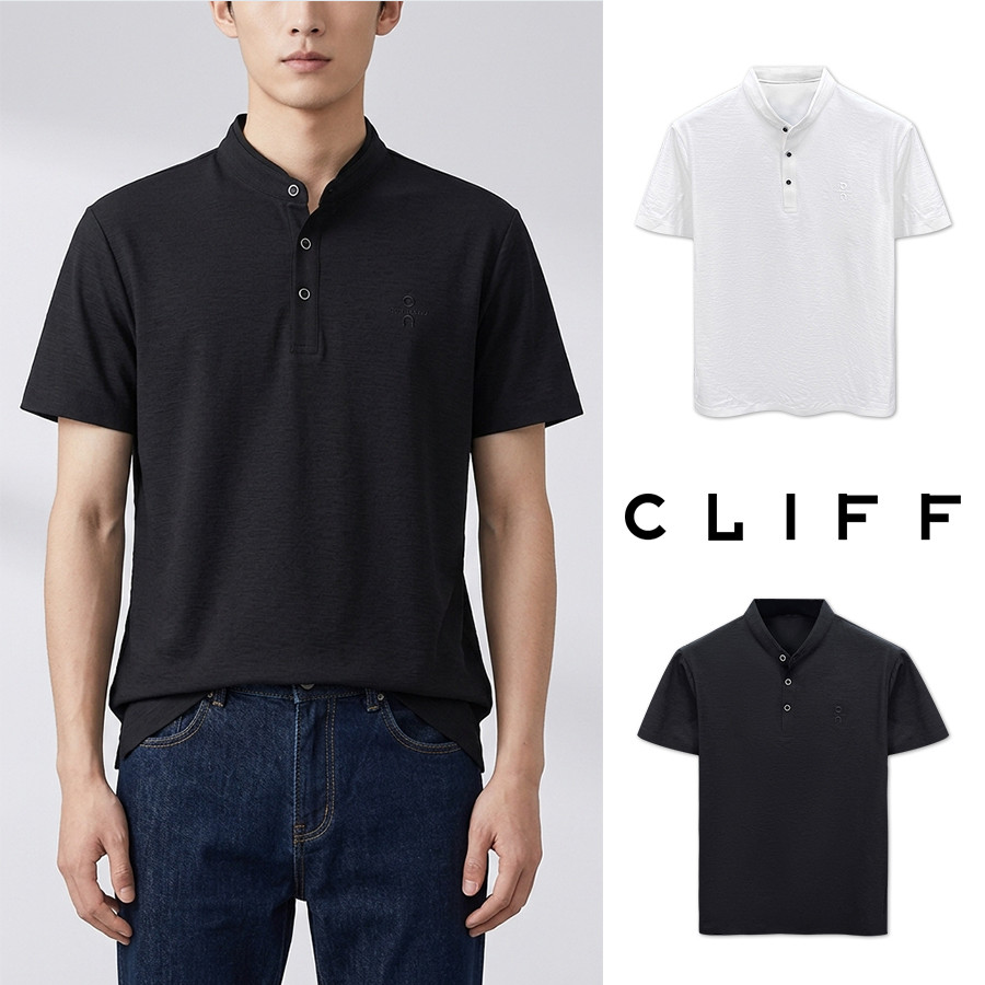 CLIFF เสื้อโปโลคอจีนผู้ชาย ผ้าสบายระบายอากาศ ทรงหลวมสไตล์สมาร์ทแคชชวล มีไซส์ M-3XL