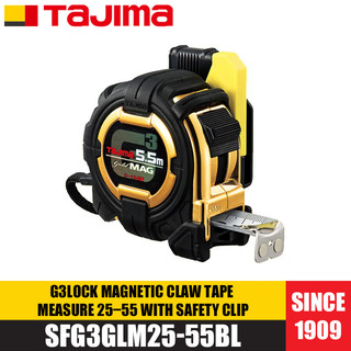 Tajima 1001-883/SFG3GLM25-55BL G3LOCK Magnetic Claw เทปวัดทอง 25 พร้อมสายพกพาและหัวเข็มขัด