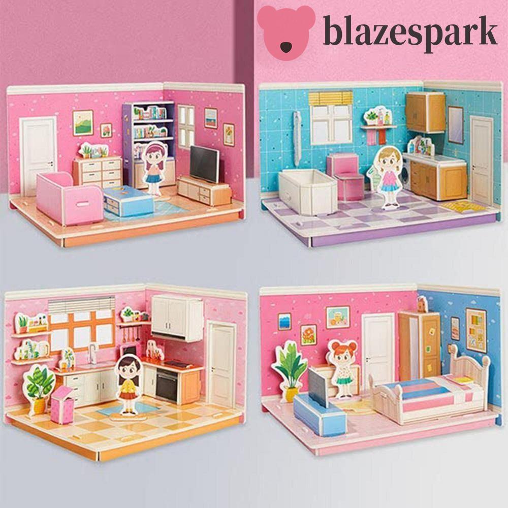 BLAZESPARK 3D Room รุ่นปริศนาของเล่น,กระดาษแข็งของเล่น 3D Room กระดาษแข็ง, 3D สเตอริโอปริศนาห้องครัว