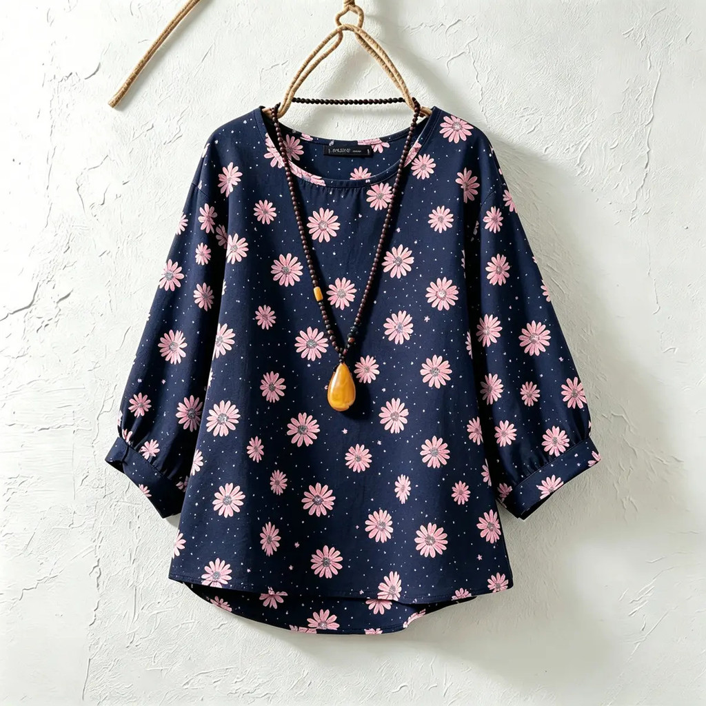 เสื้อยืดใหม่ ใส่สบาย มีหลายสไตล์ คอเต่า แขนสามส่วน ทรงหลวม พิมพ์ลาย ราคา ถูกที่สุด ดีลบีเคเค แกลเลอรีภาพที่ 4