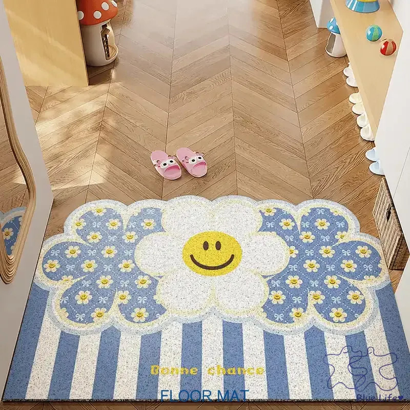 Creative ดอกไม้รูปแบบ Entrance ประตูขูดโคลน Pvc เท้า Pad ตัดง่าย Care of Silk Circle Matr