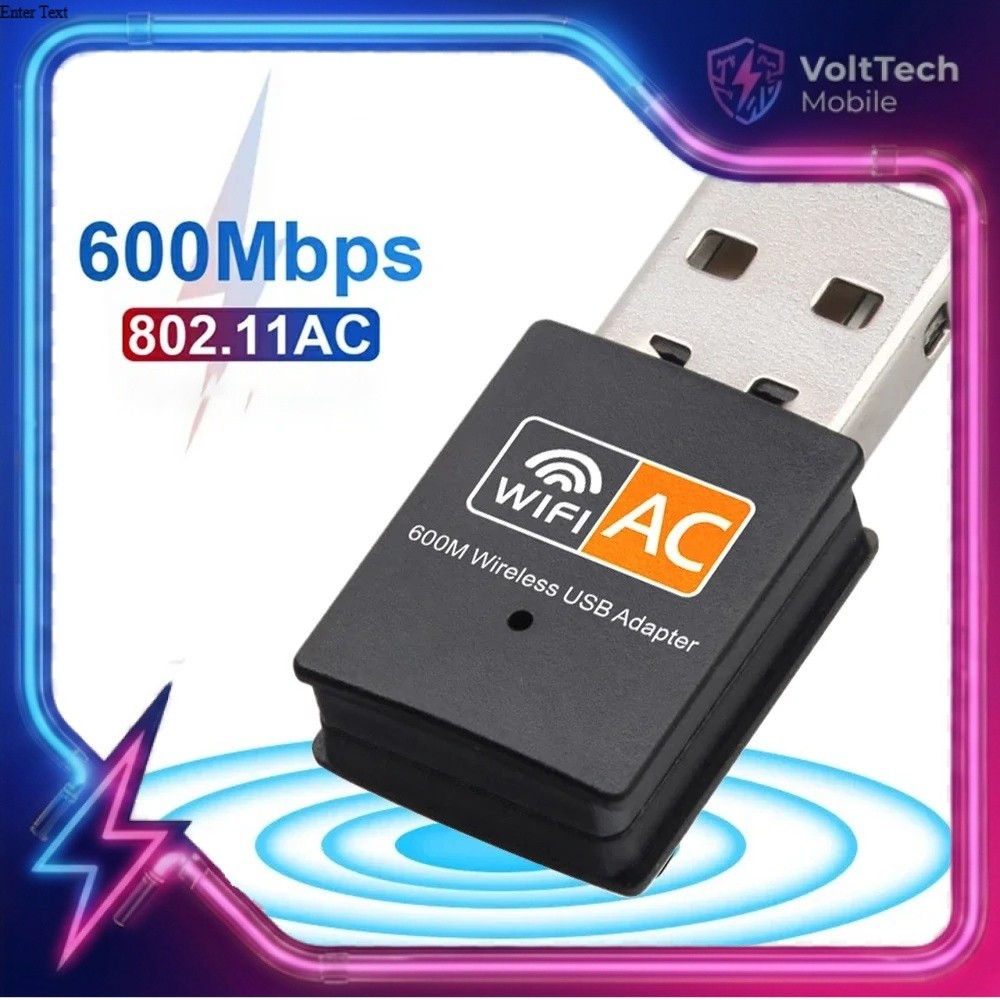 WiFi USB Dongle Receiver Transmitter Dual Band 600Mbps Adapter - CN-600 - สีดํา