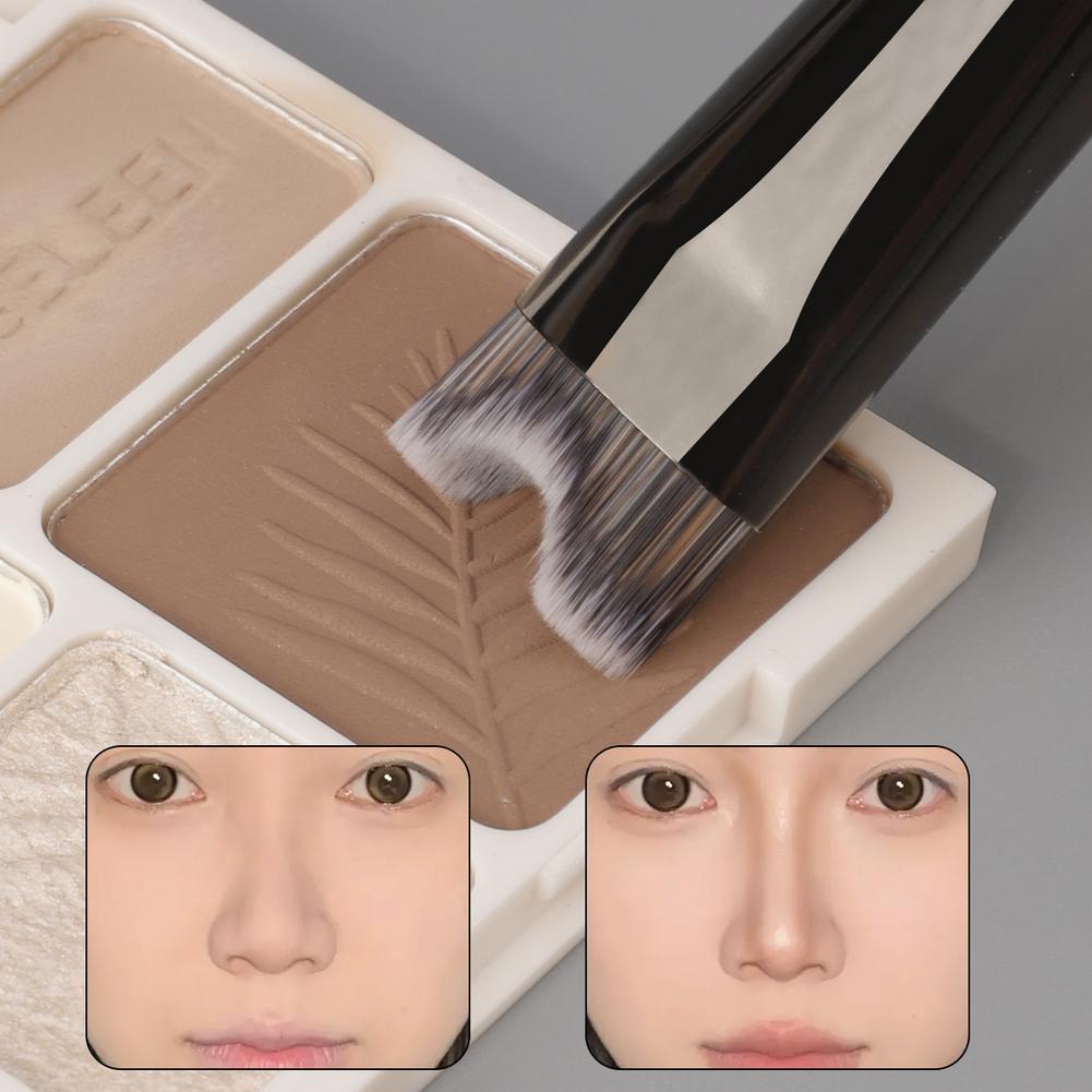แปรงคอนทัวร์จมูก 2-in-1 U-shaped Fluffy Angled Contour Head Tools Dual Makeup Nose O3l4