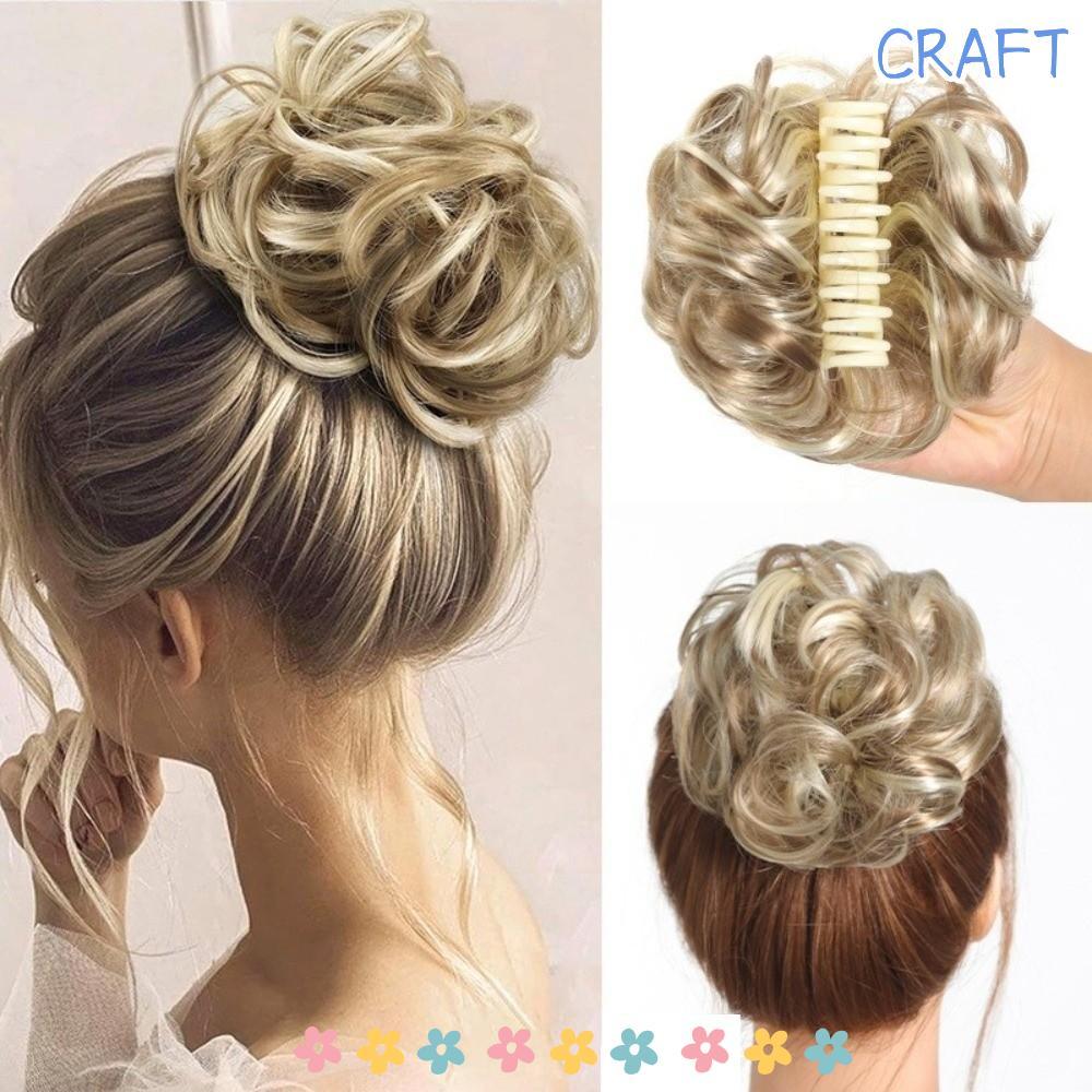 ICRAFT Bun Extension Clips, Messy Curly Bun​​ ​​คลิปกรงเล็บวิกผมดอกตูม, ส่วนขยายผมหางม้า​​ เครื่องประดับผม ผมสังเคราะห์หัวบอลปุย​​ แฮร์พีชผู้หญิงหัวซาลาเปาวิกผม​​ ราคา ถูกที่สุด ดีลบีเคเค