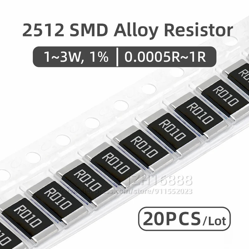 20PCS 2512 SMD Current Sense Resistor 1% Alloy Shunt Resistor R001 R005 R010 R020 R030 R050 R100 R20