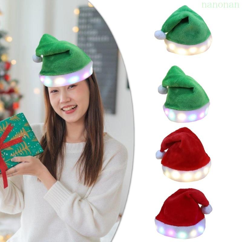 Nan Plush Santa หมวกสําหรับ Christmas Party Gathering Seasonal Holiday Props หมวกซานต้าเทศกาลตกแต่ง 