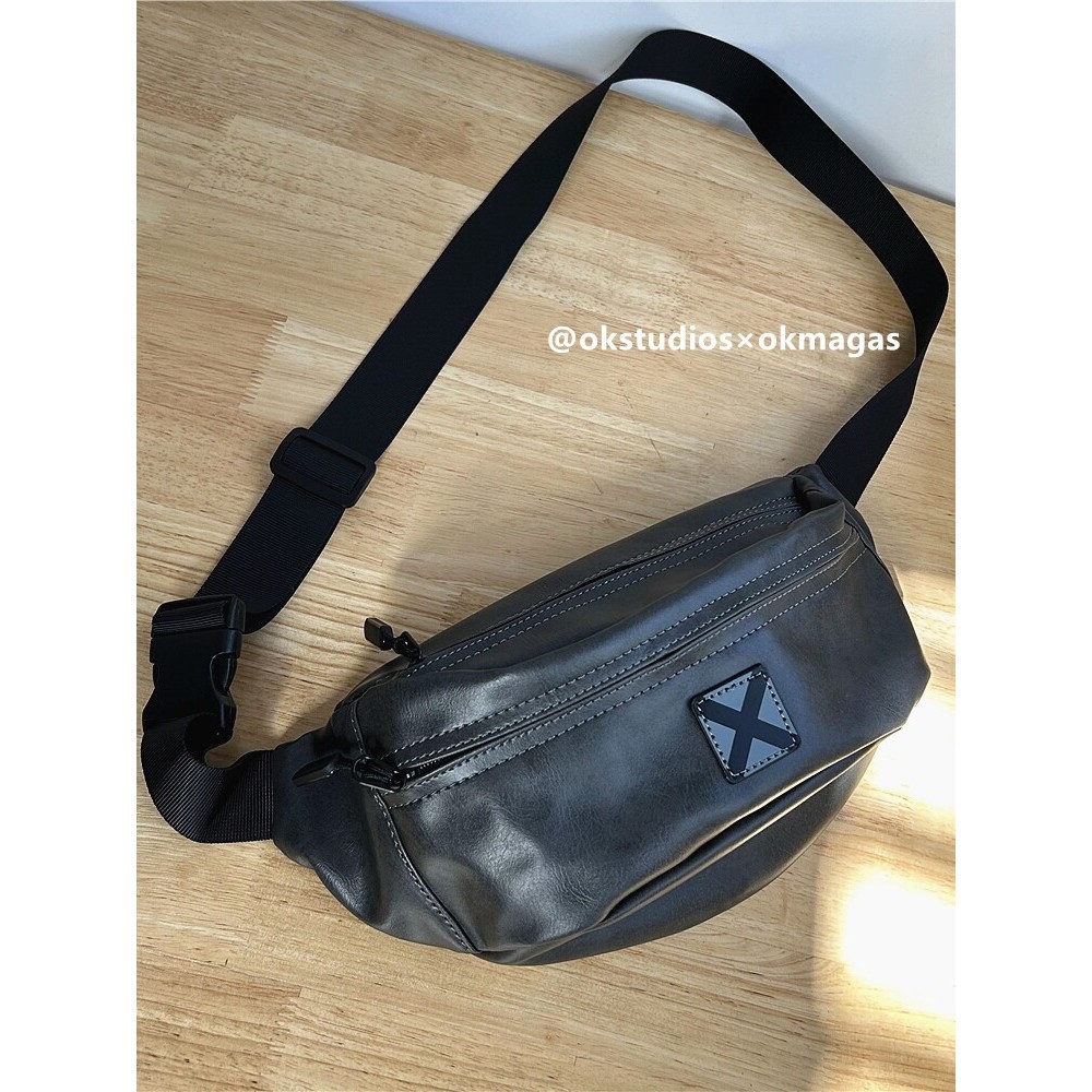 Ok Original Street Wear Dumpling Leather Messenger Bag Shoulder Men Women Motorcycle All-Match กระเป