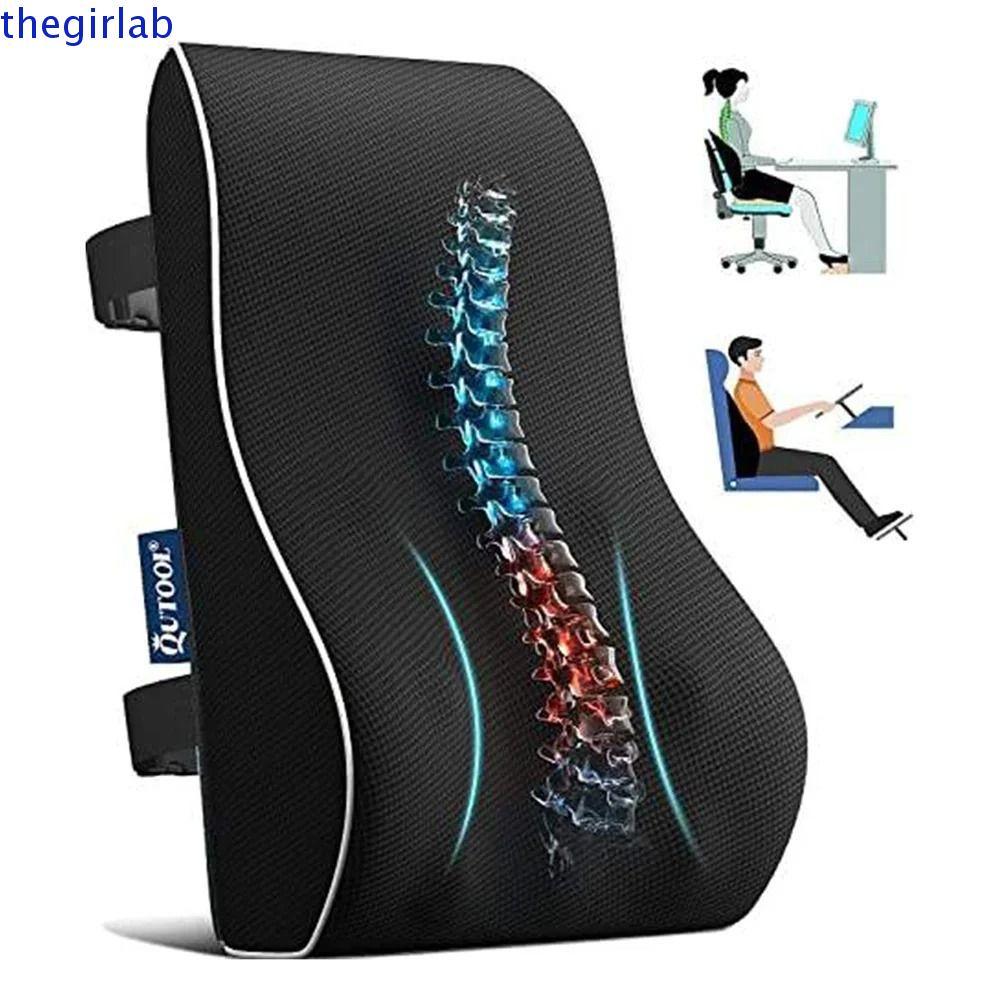 หมอนพยุงเอว THEGIRLAB, Ergonomic Soft Memory Cotton Back Cushion, Relax Mesh Cover สบายนวดเบาะรถเอวเบาะสํานักงาน