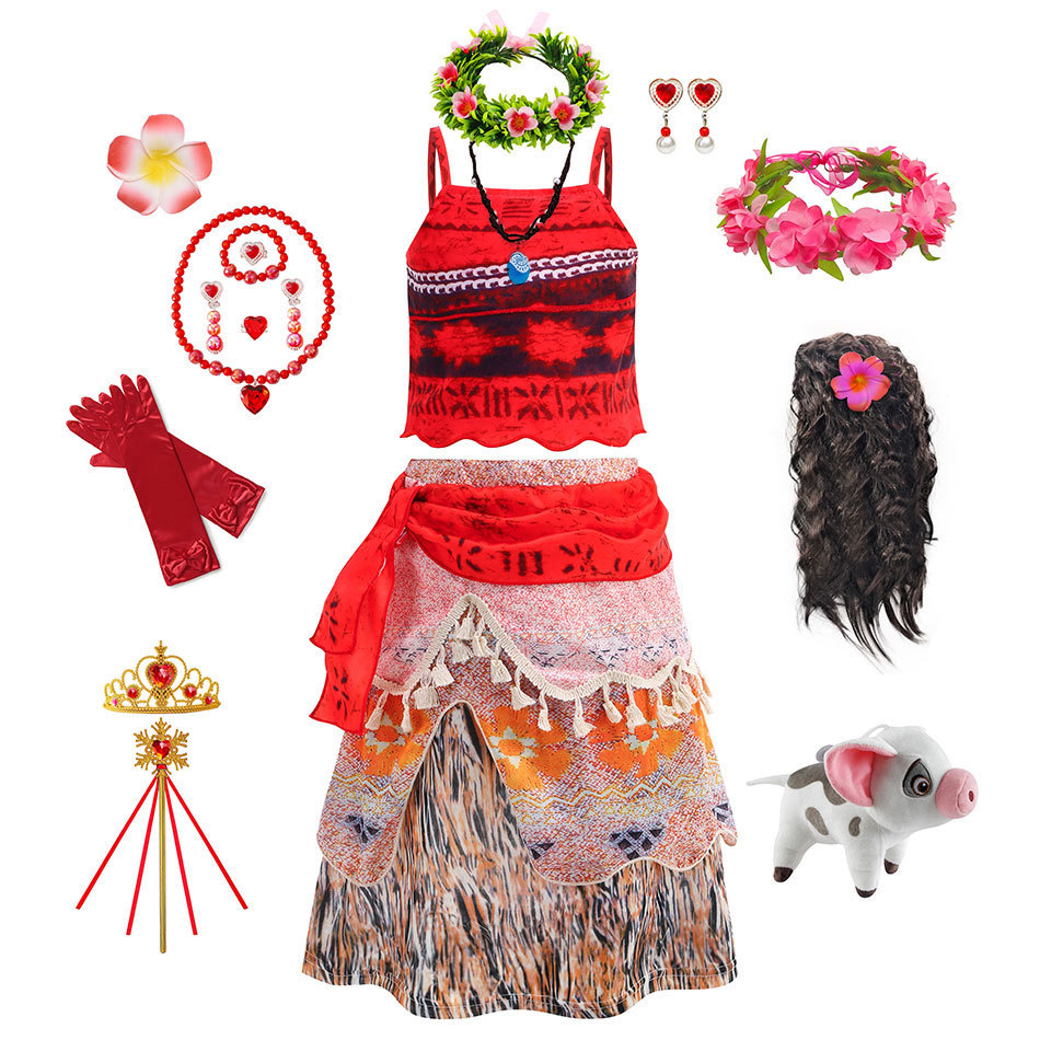 Ocean Romance Moana ชุดคอสเพลย์เจ้าหญิง_moana พร้อมสร้อยคอ สำหรับเด็ก ชุดบทบาทสมมติวันเด็ก