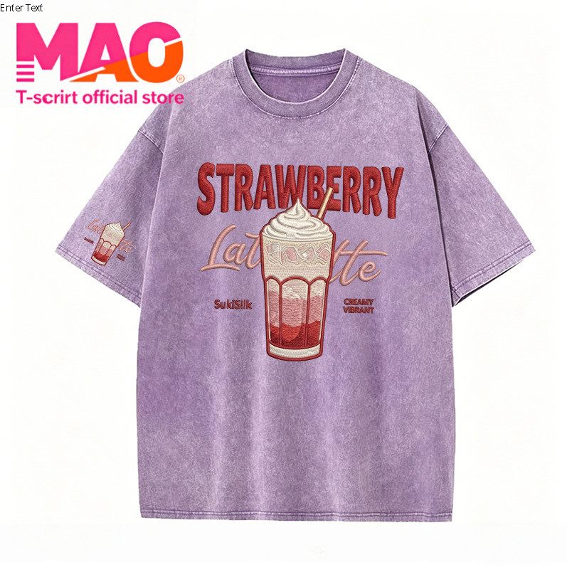 COD✅ (จัดส่งในกรุงเทพฯ) MAO Shop ❗ เสื้อยืดสไตล์เกาหลี พิมพ์ลายเครื่องดื่มฤดูร้อน ผ้าฟอกสี oversized SXT06