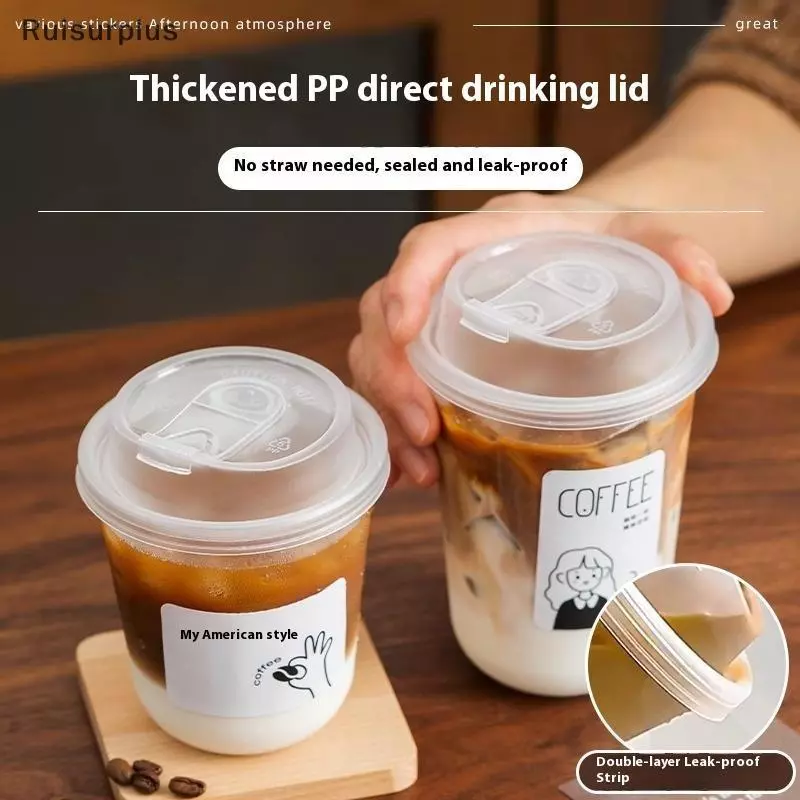 [Rui-t] ถ้วยกาแฟใส 10 ชิ้นพร้อมฝาปิดถ้วยแบบใช้แล้วทิ้งรูปตัวยูสําหรับเครื่องดื่มร้อนชานมถ้วยเครื่องดื่ม Takeaway