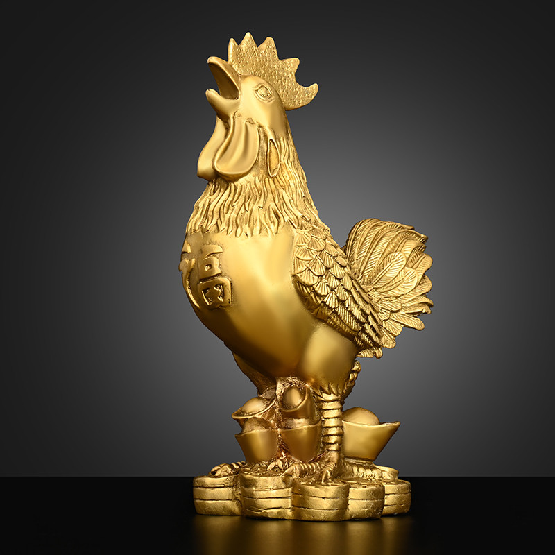 ทองแดงไก่เครื่องประดับทองแดงบริสุทธิ์ Golden Rooster Lucky ตัวอักษรไก่ Zodiac Rooster Ingot Rooster 