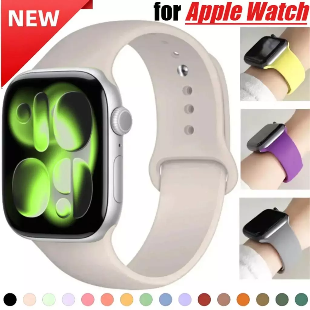 ใหม่ซิลิโคนสร้อยข้อมือกีฬาสําหรับ Apple Watch S11 46 มม.S10 42 มม.Ultra3 49 มม.SE3 44 45 IWatch Series 9 8 7 Ultra Se 6 10 40mm 38mm
