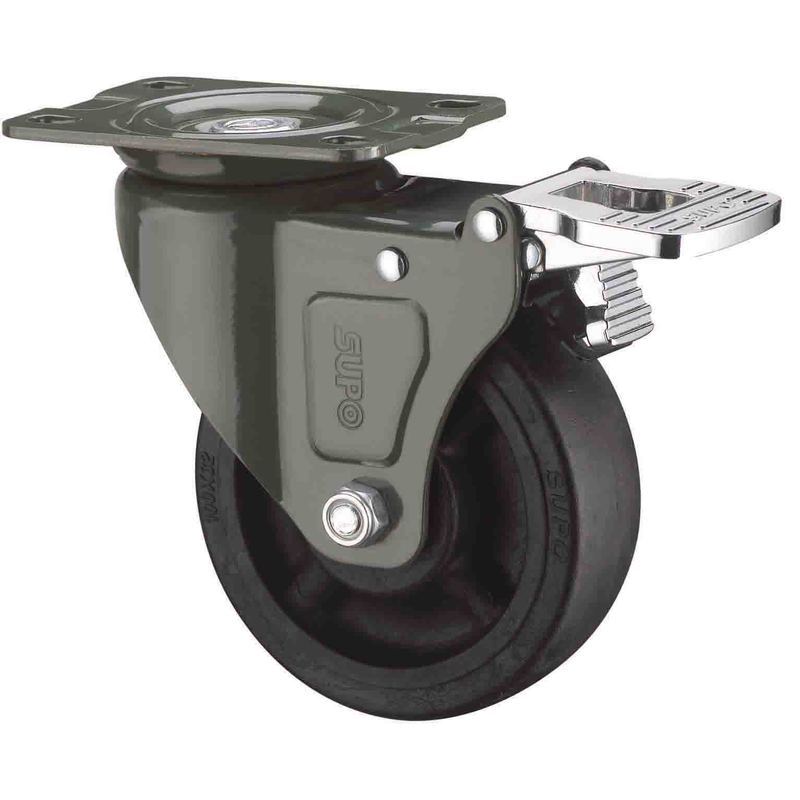 ทนอุณหภูมิสูง 260 องศาไนลอน PA Universal Caster SUPO Xiangrong 13 ซม.เบรคคู่ J03S-01A-100-652