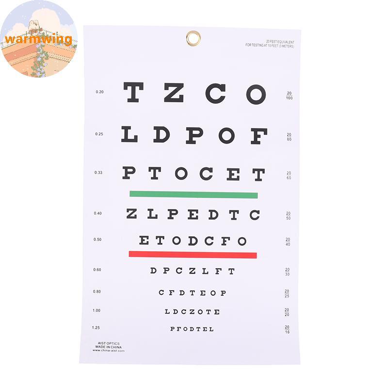 Warmwing Premium Snelen Eye Chart แผนภูมิผนังพลาสติกกันน้ํา Snellen Charts สําหรับการสอบทดสอบสายตา V