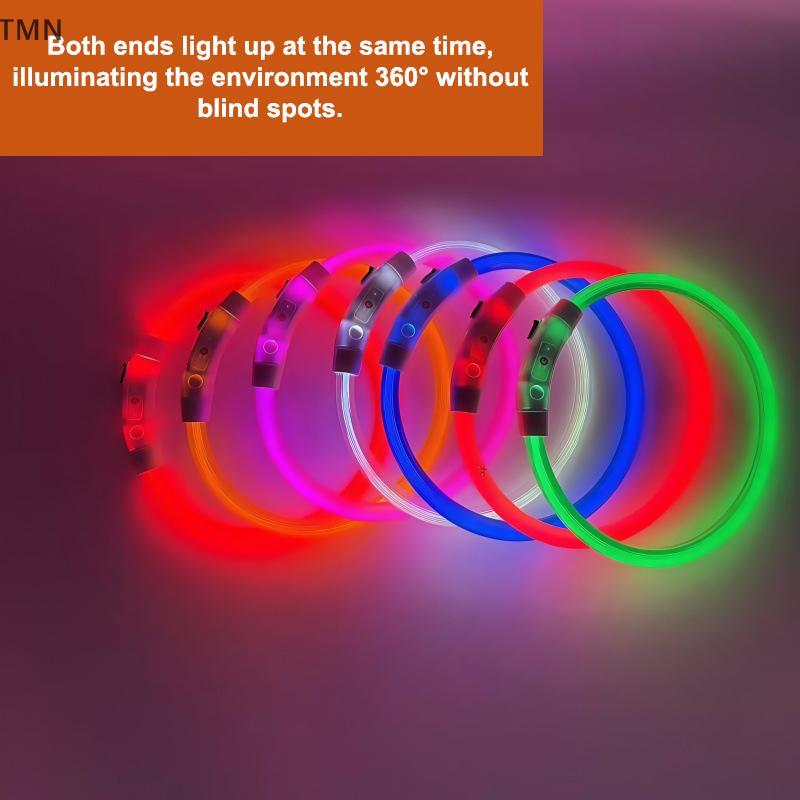 [TMN] ปลอกคอสุนัขไฟ LED ชาร์จ USB สร้อยคอป้องกันการสูญหายส่องสว่างสําหรับสุนัขขนาดกลางขนาดเล็กอุปกรณ