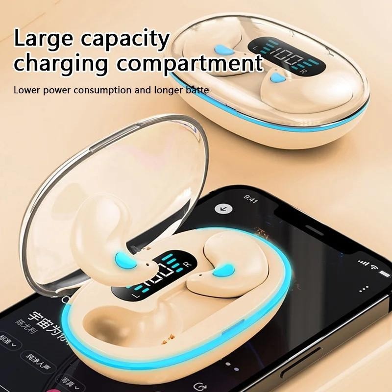 X55 หูฟังกันน้ําขนาดเล็ก-หูฟังไร้สายบลูทูธ 5.3 พร้อมลดเสียงรบกวนหูฟังคุณภาพสูงสําหรับเล่นกีฬาเล่นเกม