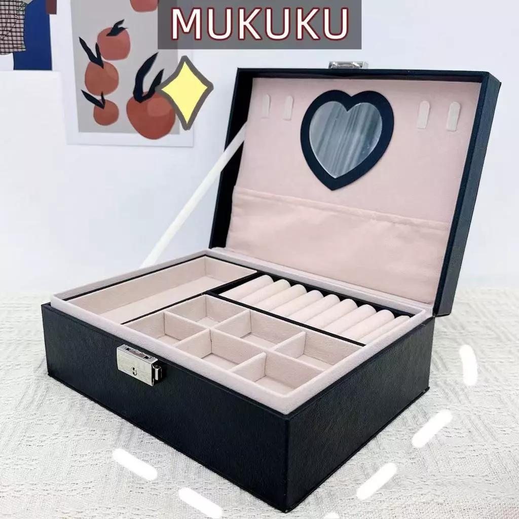 MUKUKU ความจุขนาดใหญ่ กล่องใส่เครื่องประดับ กล่องเก็บเครื่องประดับ ที่เก็บเครื่องประดับ