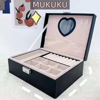 MUKUKU ความจุขนาดใหญ่ กล่องใส่เครื่องประดับ กล่องเก็บเครื่องประดับ ที่เก็บเครื่องประดับ