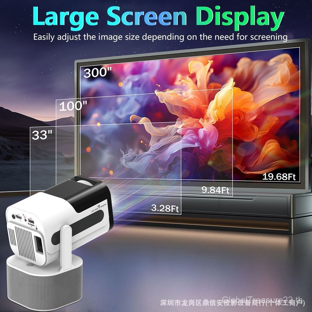 JY320KTV HD 4K โปรเจคเตอร์ในครัวเรือน Android 13 โทรศัพท์มือถือโปรเจคเตอร์กลางแจ้ง Camping แบบพกพา#J