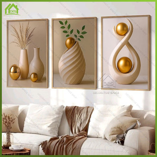 Decorate Space 3-Piece Modern Artistic Flowers Wall Art Set Aesthetic for Living Room Wall Decor