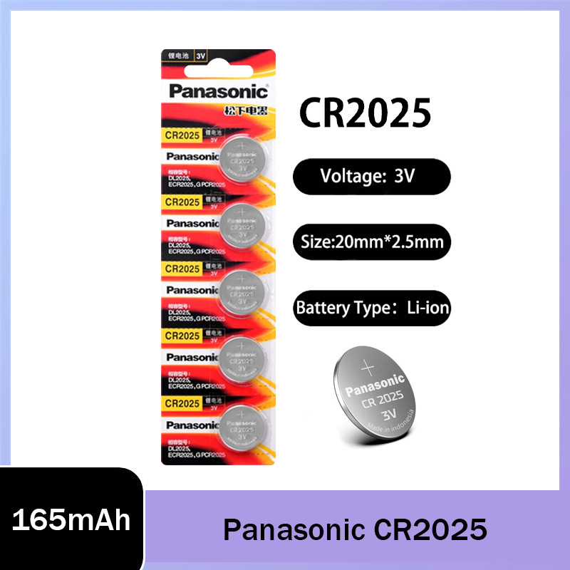 Panasonic CR2025 2025 แบตเตอรี่ลิเธียมปุ่มเซลล์เหรียญ 3V