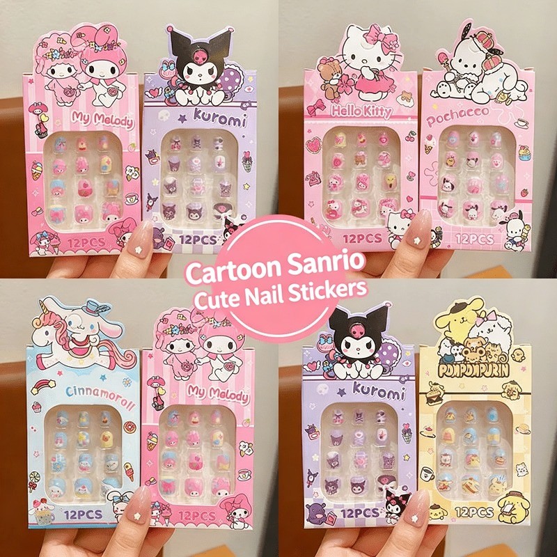 Sanrio Kuromi น่ารักสาวสติ๊กเกอร์ติดเล็บ Gull สติ๊กเกอร์ติดเล็บเด็กสติกเกอร์เล็บสาวรสจืดการ์ตูน