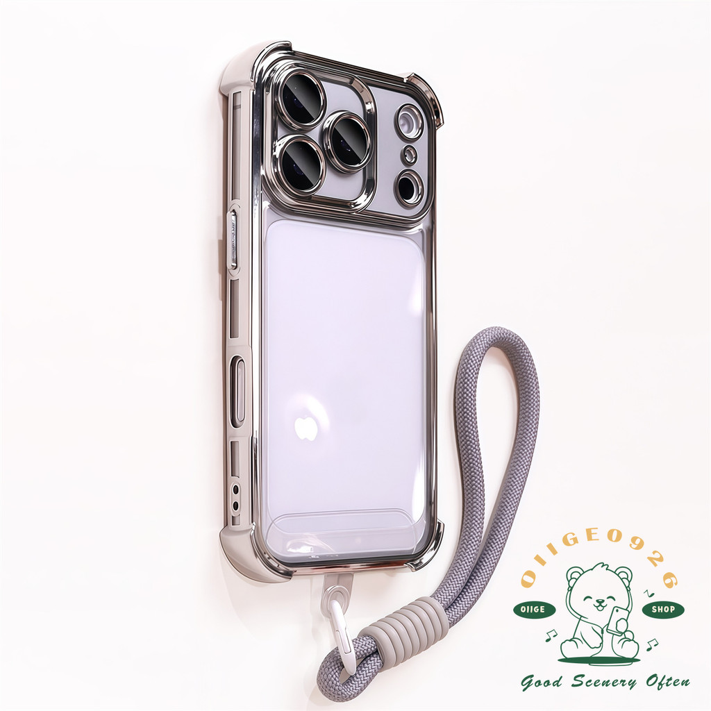 Lanyard CASEFour-มุมถุงลมนิรภัยAnti-Fallเคสโทรศัพท์Iphone17 Pro Max 16 15 14 13 12ปลอกสําหรับIphoneเคสซิลิโคนSoft Shell TPU + PCกันกระแทก