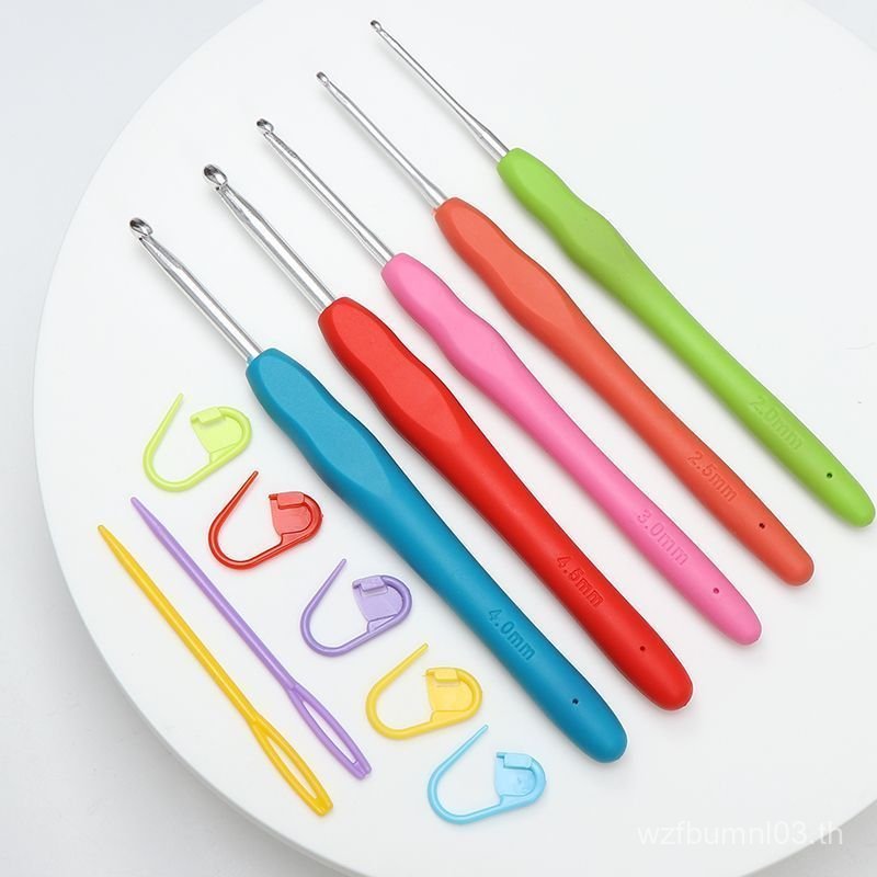 เครื่องมือถักทําเองทําด้วยมือตุ๊กตาโครเชต์ครัวเรือนสแตนเลสนุ่มจับโครเชต์เสื้อกันหนาวเข็มชุดตะขอ 1NTW