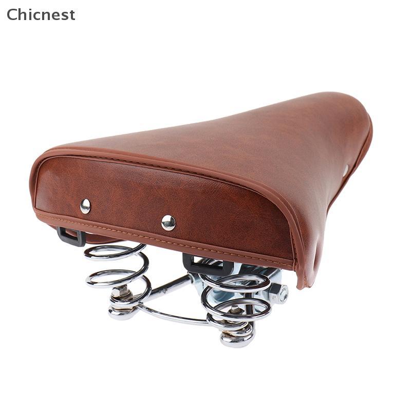 [Chc] Vintage Retro Bicycle Bike Cycle PU Leather Saddle Seat Spring Comfort Seat [VN]