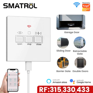 SMATRUL Tuya สมาร์ท WiFi โรงรถประตูสวิทช์เปิด, Type-C Powered,ควบคุม Type-C Power RF 315/330/433MHz, Tuya APP ควบคุมสําหรับเปิดปิดทํางานร่วมกับ Alexa Google Home