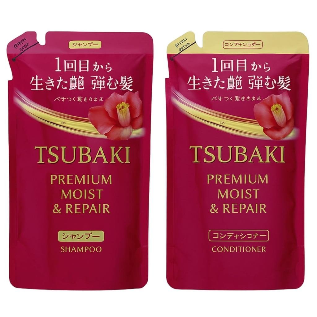 Moist Repair Tsubaki Shampoo and Conditioner - Foil Pouch Refill Set 300ml/10oz แต่ละ - Camellia Oil