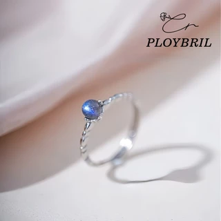 PLOYBRIL✨แหวนเงินแท้ Luna Orb แหวนมูนสโตนทรงกลม 925แท้ ดีไซน์พระจันทร์เต็มดวง ปรับขนาดได้ แหวนมงคล J005