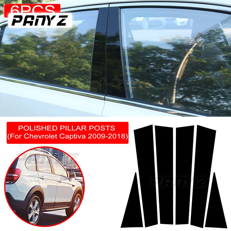 6PCS Polished Pillar Posts For Chevrolet Captiva 2009-2018 Car Window Trim Cover BC Column Sticker S
