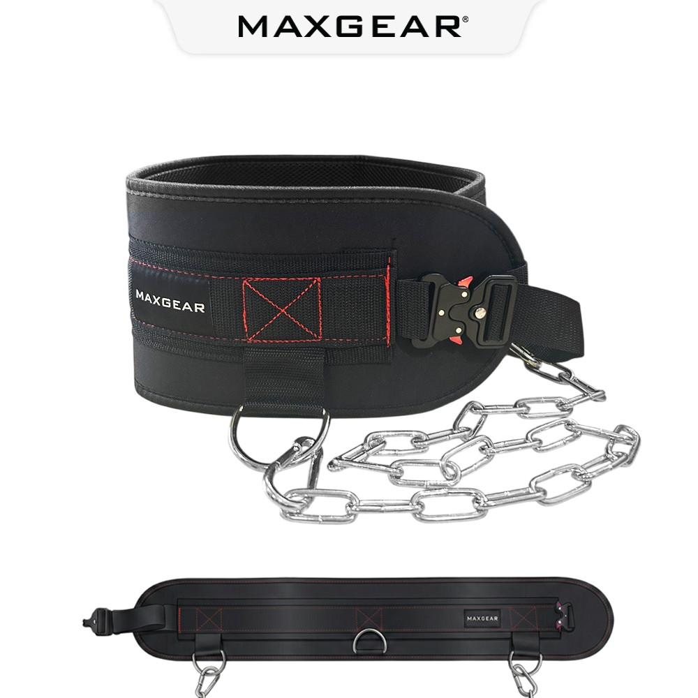 MAXGEAR Heavy Duty Dip Belt Chain Weighted Pull Up Belt Gym Belt เอวสนับสนุน Tali Pinggang Angkat Be