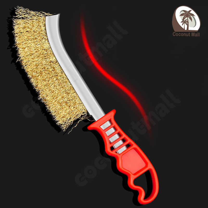 แปรงลวดทองเหลือง มีด้าม แปรงลวดขัดสนิม แปรงฝอย แปรงลวด ทำความสะอาดงานช่าง