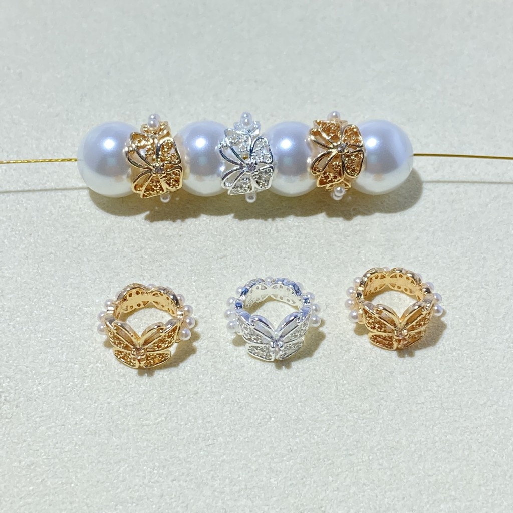 แหวน 14K พลอยหินลูกปัดเปลือกผีเสื้อ