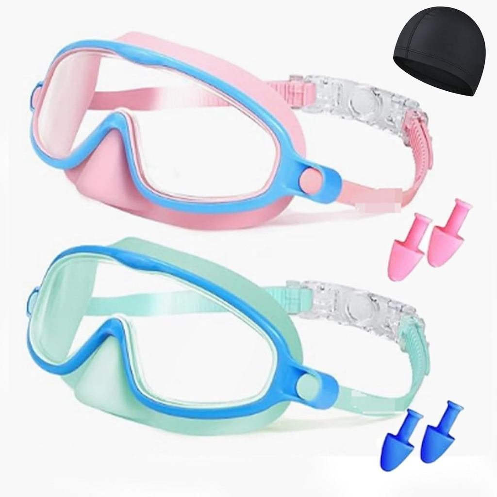 Swimbi Swimming Goggles, Oryvo - Kids Swim Goggles Set, with Swimming Cap, 100% Soft, 3-Layer Lens-W