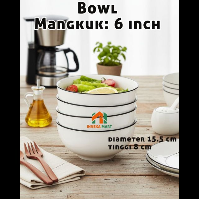 Bowl 6 นิ้ว Premium White - ชามซุป 16 ซม. สีขาว Black List Porcelain ชามเซรามิค Dinn
