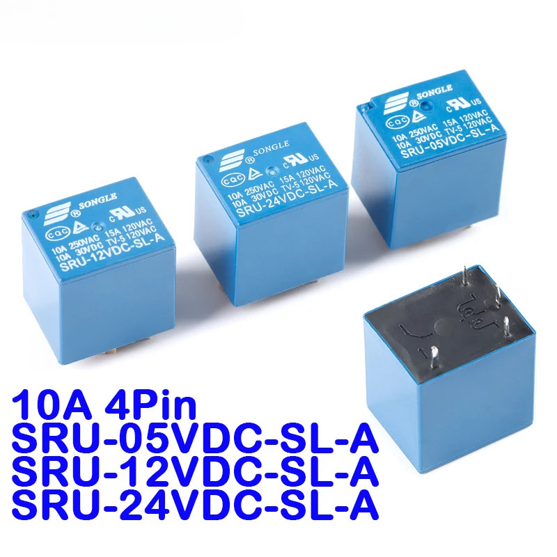 รีเลย์ SRU-05VDC-SL-A 5VDC SRU-12VDC-SL-A 12VDC SRU-24VDC-SL-A 24VDC DC 5V 12V 24V 10A 4Pin Power Re