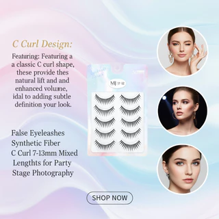 ขนตาปลอมใยสังเคราะห์ C Curl 7-13 มม. ความยาวผสมสําหรับการถ่ายภาพเวทีปาร์ตี้