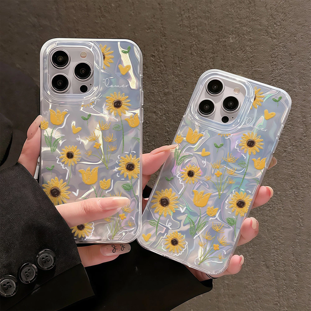 ✨จัดส่งในพื้นที่✨เคสโทรศัพท์ระลอกน้ำดอกทานตะวันเหมาะสำหรับ iPhone16 15 14 13 11 6 7 8 plus Pro Promax