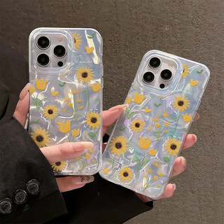 ✨จัดส่งในพื้นที่✨เคสโทรศัพท์ระลอกน้ำดอกทานตะวันเหมาะสำหรับ iPhone16 15 14 13 11 6 7 8 plus Pro Promax