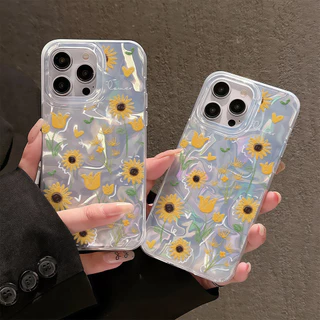 ✨จัดส่งในพื้นที่✨เคสโทรศัพท์ระลอกน้ำดอกทานตะวันเหมาะสำหรับ iPhone16 15 14 13 11 6 7 8 plus Pro Promax