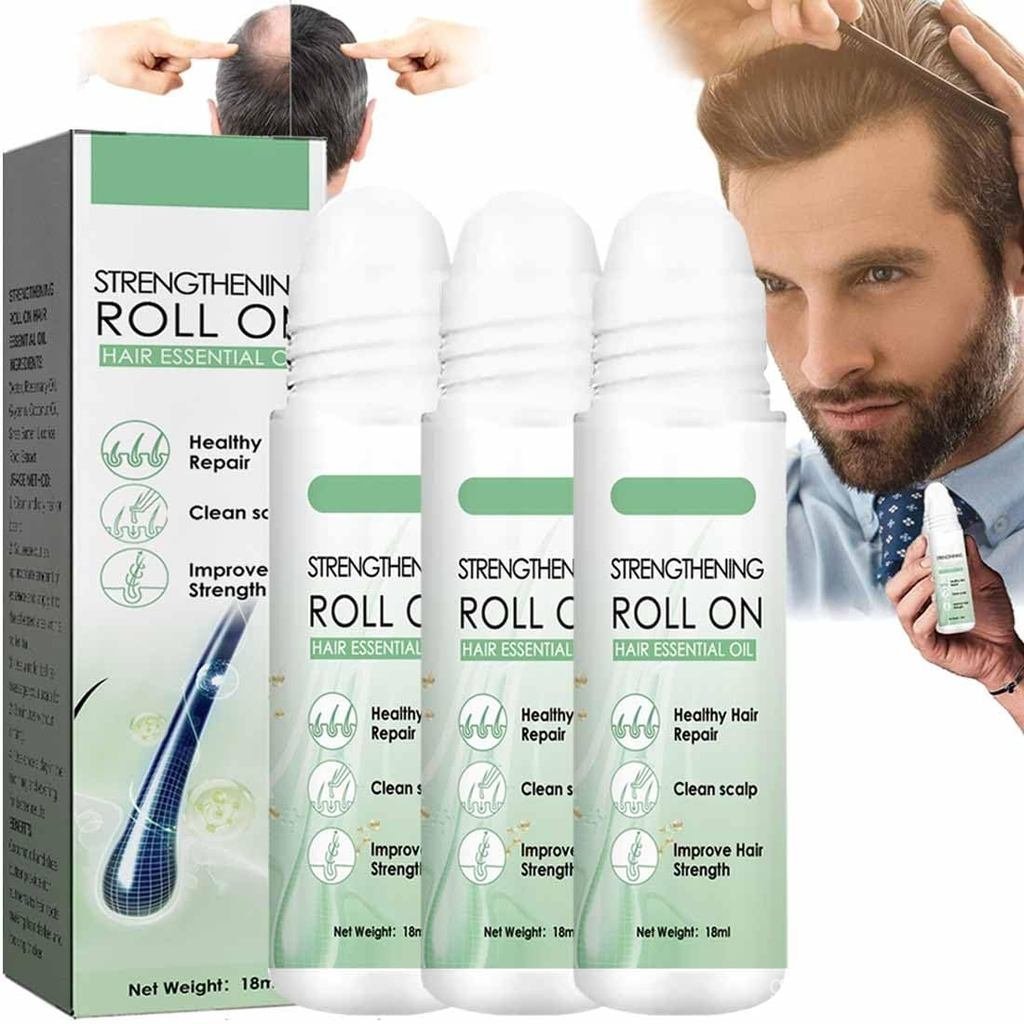 Renew Hair X Roll-On, 3Pcs, Unscented, For Hair and Beard Growth, All Hair Types, Natural Ingredient