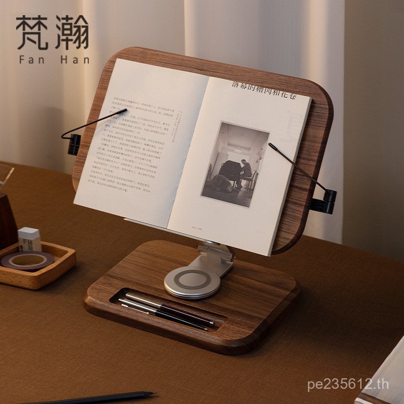 หนังสือ เช้าอ่านสก์ท็อปชั้นวางอ่านหนังสือยกวอลนัทสีดําไม้เนื้อแข็งเด็กคงที่อ่านหนังสือชั้นวางหนังสือ