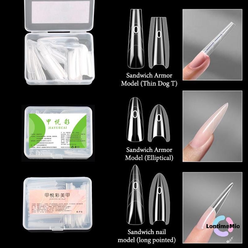 LontimeMio] แซนวิช Dual เล็บรูปแบบ 60 ชิ้น 15 ขนาด Quick Extensions-Dual รูปแบบ T-shaped Ellipse เล็บรูปแบบด้านบนแม่พิมพ์ด้านล่างแม่พิมพ์ 3D ใหม่