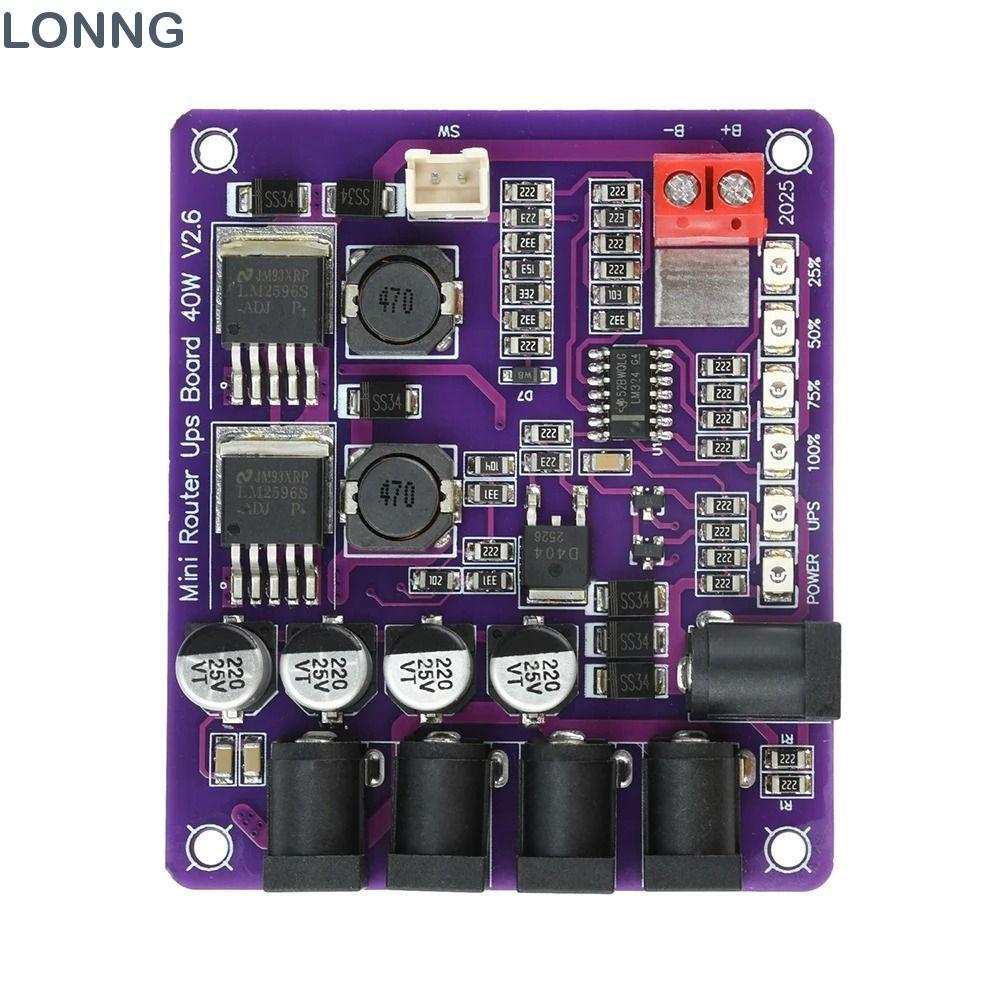 LONNG Mini Router UPS, แหล่งจ่ายไฟ DC 12.6V UPS Board, Professional 4 ทิศทางเอาต์พุต 40W Power Step-