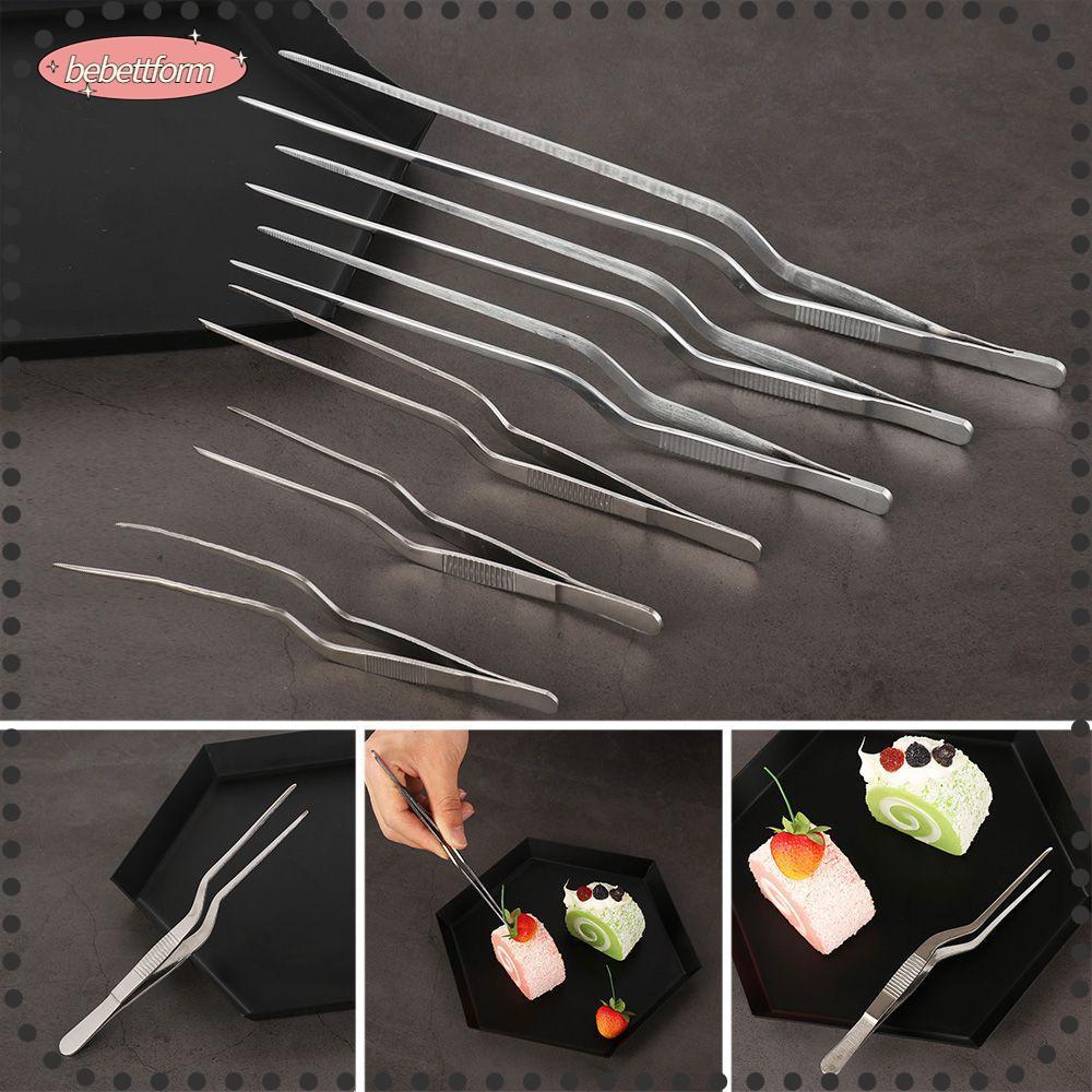 Bebettkiss 1Pc Fashion BBQ Tongs Food Tweezer Hot Chef Serving Presentation Silver Accessories